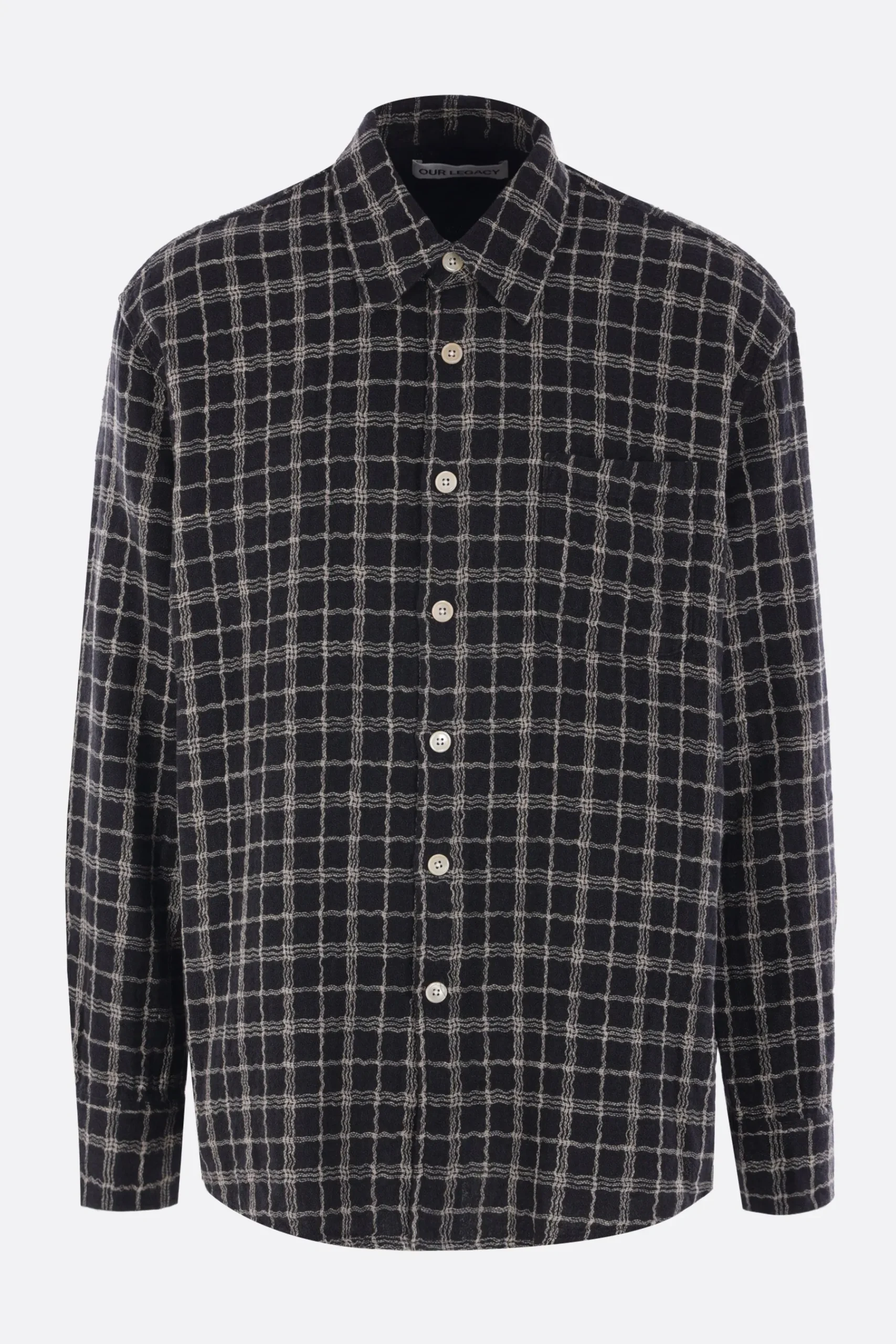 OUR LEGACY Above shirt in cotton and linen checkered fabric