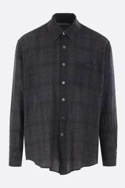 OUR LEGACY Above shirt in cotton and linen with a checkered pattern