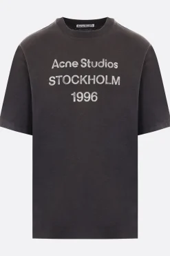 Women ACNE STUDIOS 1996 print cotton and hemp t-shirt