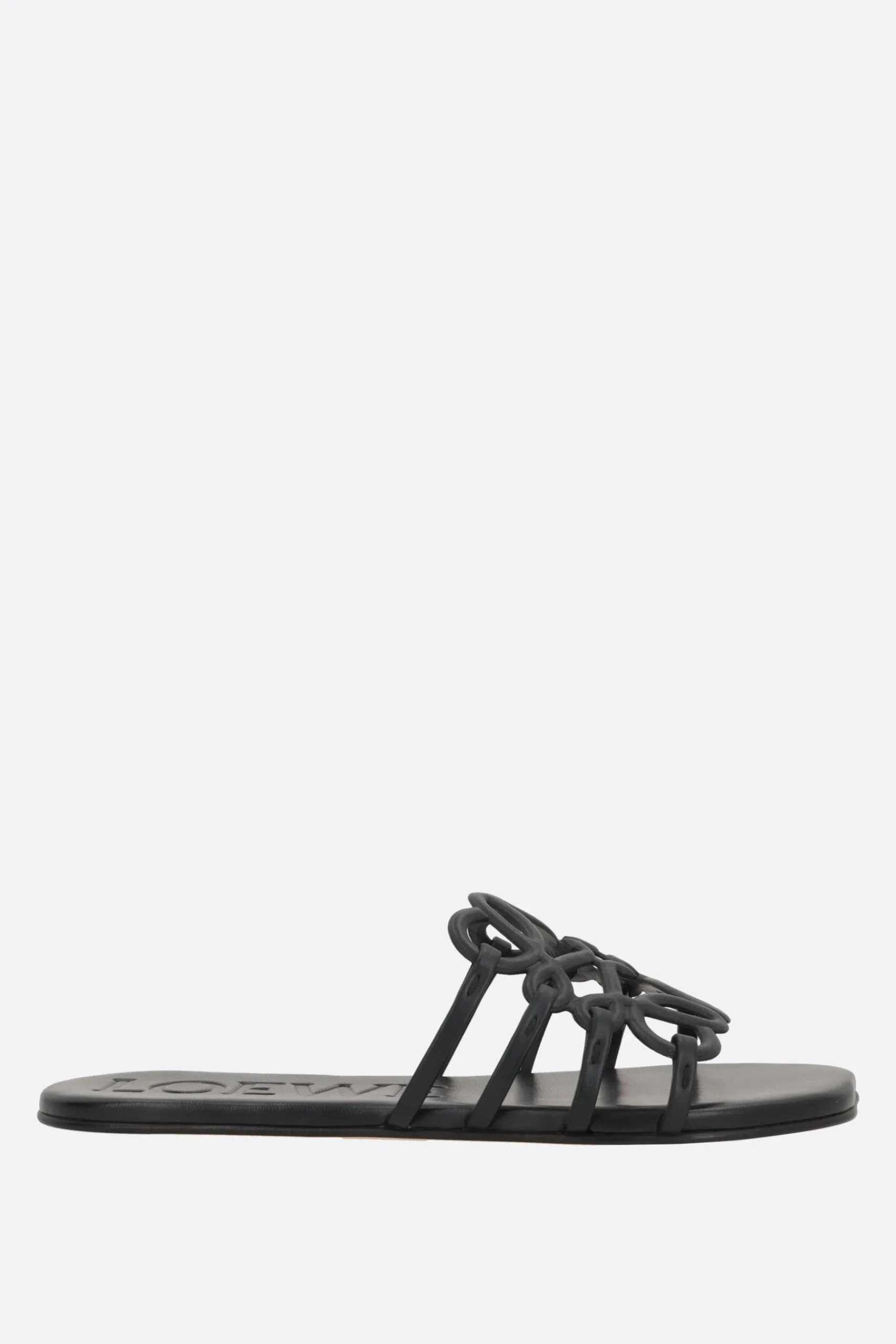 Women LOEWE Anagram Petal slide sandals in smooth leather