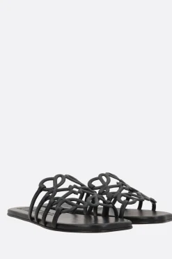 Women LOEWE Anagram Petal slide sandals in smooth leather