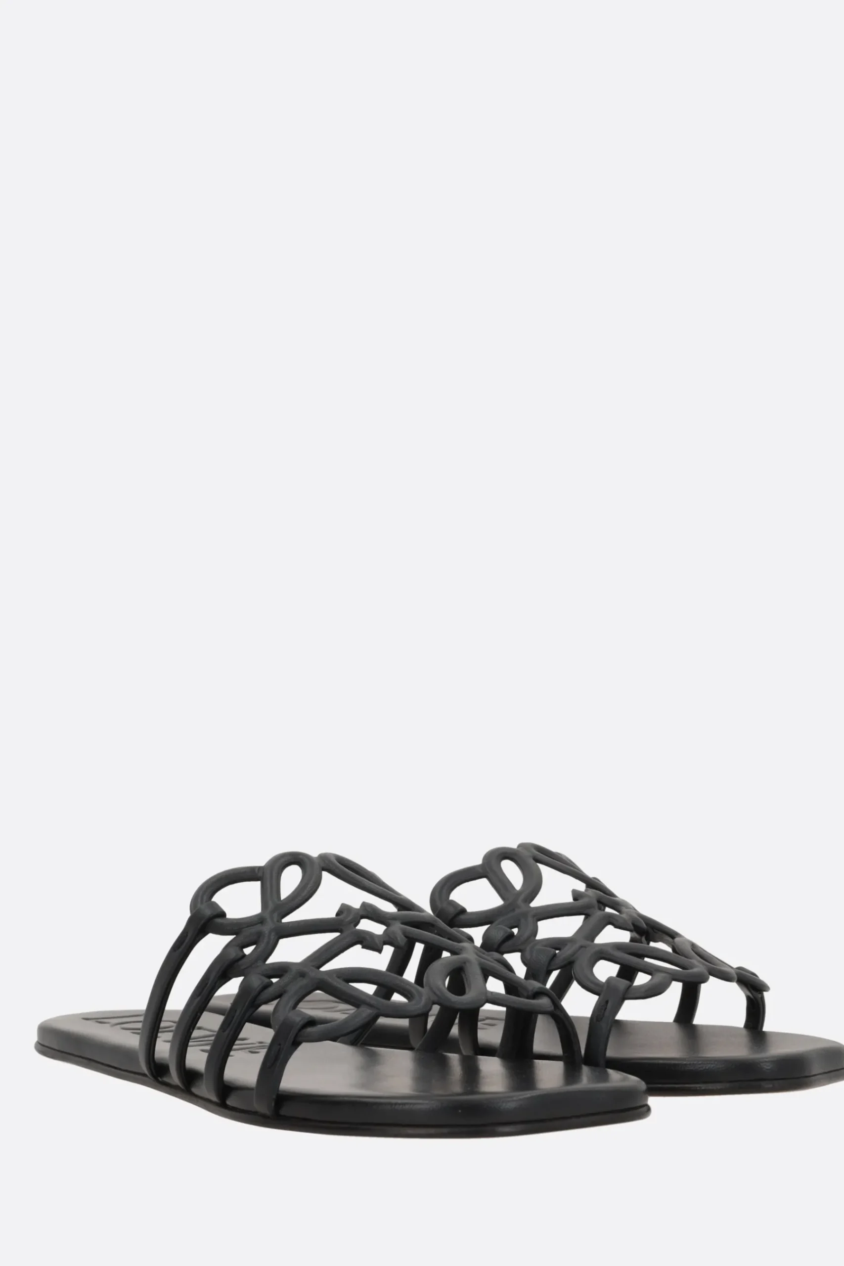 Women LOEWE Anagram Petal slide sandals in smooth leather