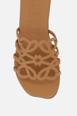Women LOEWE Anagram Petal slide sandals in smooth leather