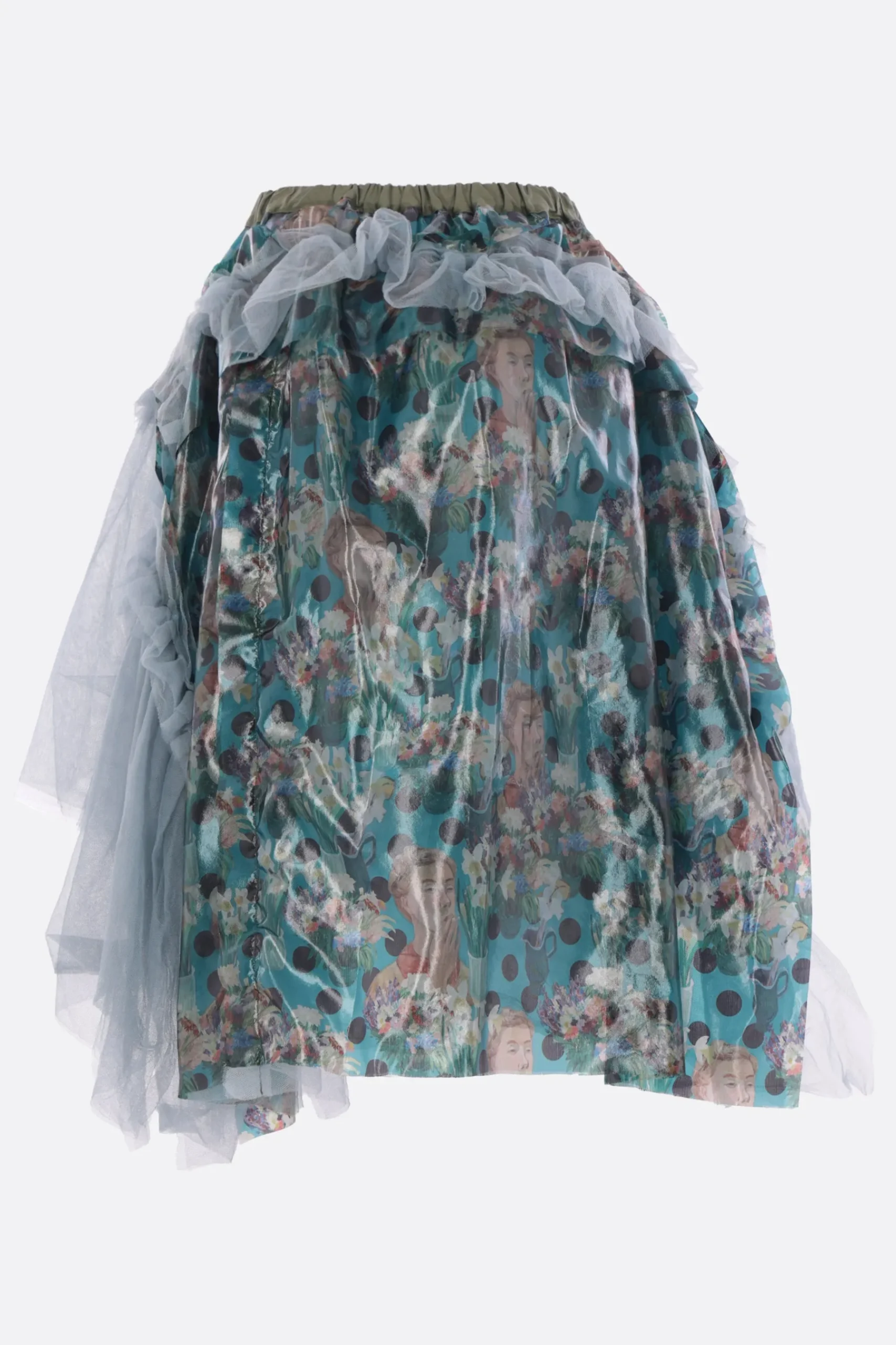 Women TAO COMME DES GARÇONS asymmetric skirt in printed nylon and tulle