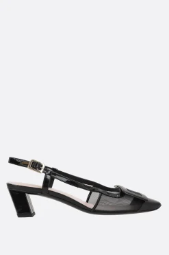 Women ROGER VIVIER Belle Vivier slingbacks in mesh and patent leather