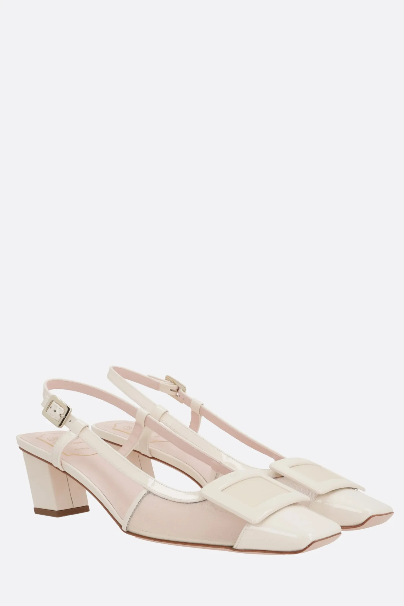 Women ROGER VIVIER Belle Vivier slingbacks in mesh and patent leather