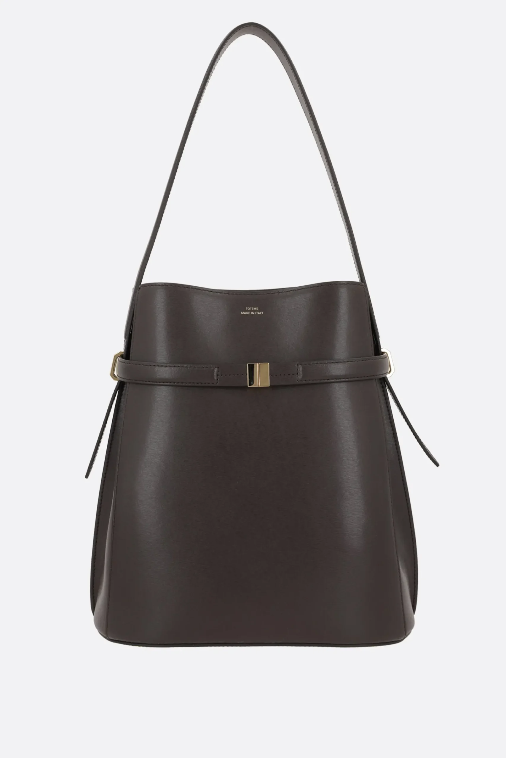 Women TOTEME Belted bucket bag in textured leather