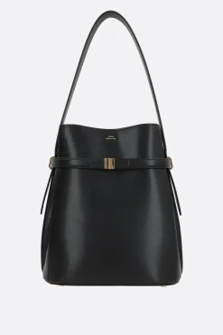 Women TOTEME Belted bucket bag in textured leather