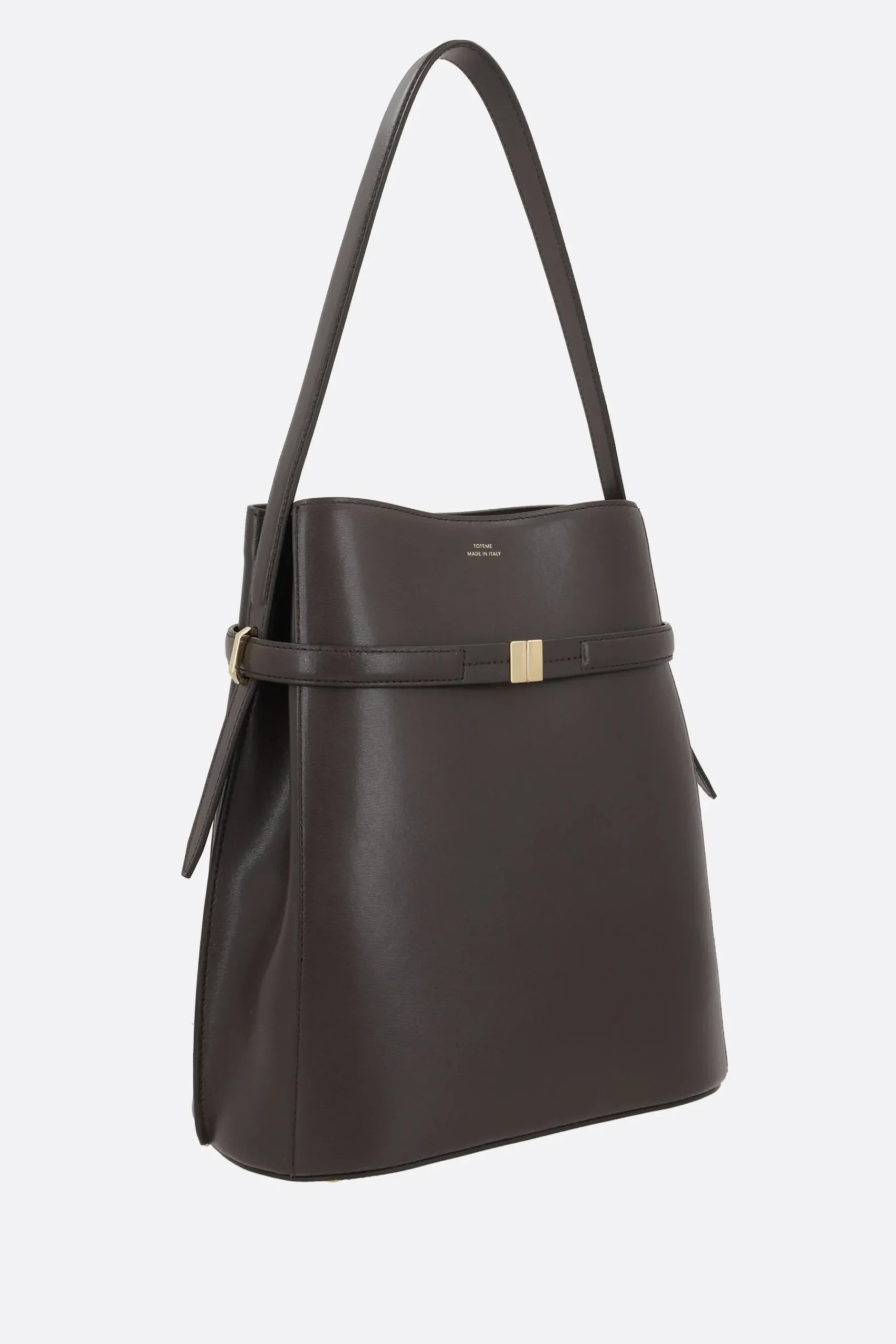 Women TOTEME Belted bucket bag in textured leather