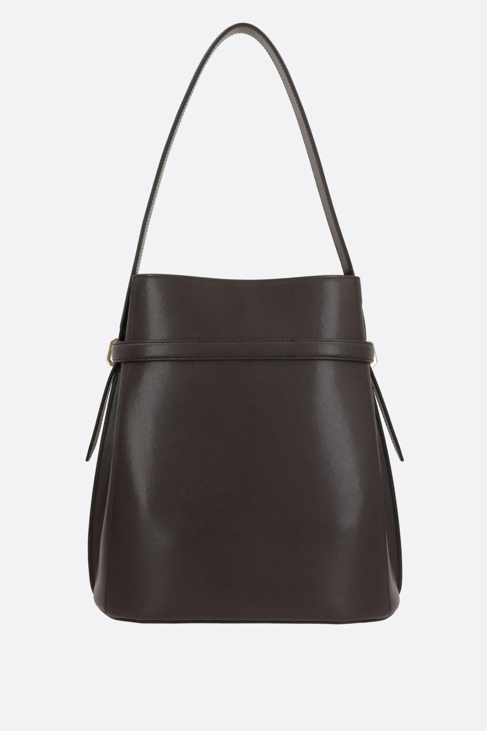 Women TOTEME Belted bucket bag in textured leather