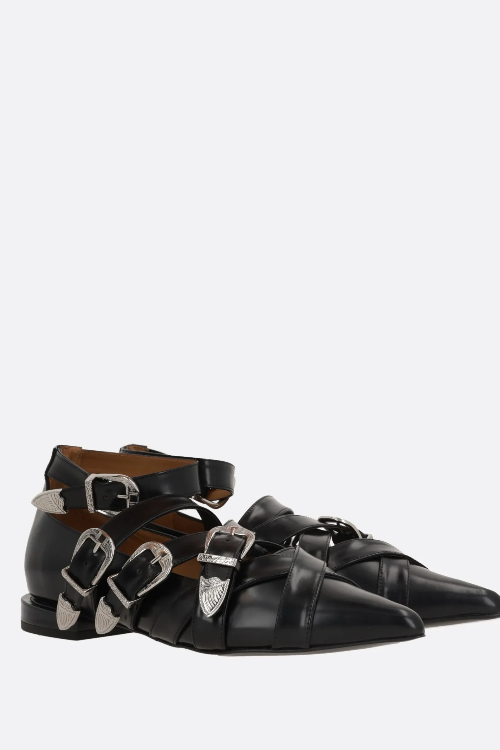 Women TOGA PULLA brushed leather ballerinas with buckles