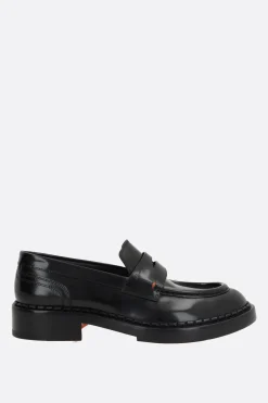 Women SANTONI X 10 CORSO COMO brushed leather penny loafers