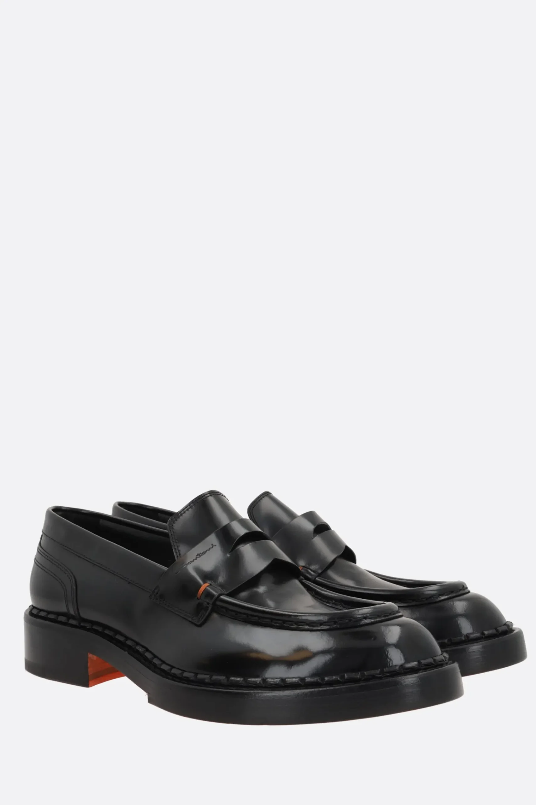 Women SANTONI X 10 CORSO COMO brushed leather penny loafers