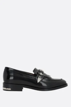 TOGA VIRILIS buckle-detailed brushed leather loafers