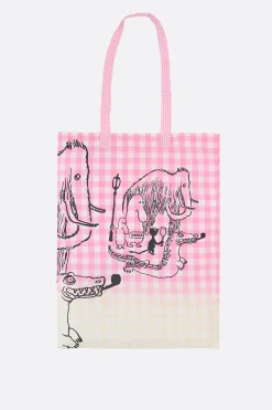 Women TAO COMME DES GARÇONS check cotton tote bag with graphic print