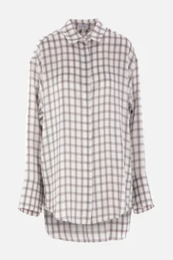 Women LOEWE check satin shirt