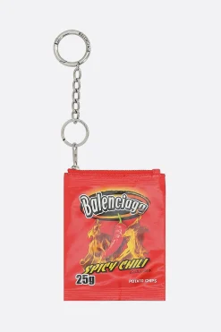 Women BALENCIAGA Chips key holder in shiny leather