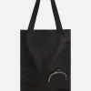 Women DISCORD YOHJI YAMAMOTO Clasp small grainy leather tote bag