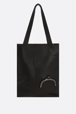 Women DISCORD YOHJI YAMAMOTO Clasp small grainy leather tote bag