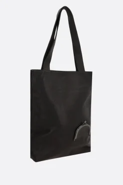 Women DISCORD YOHJI YAMAMOTO Clasp small grainy leather tote bag