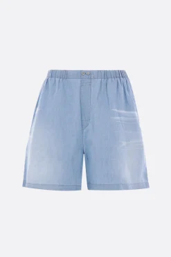 ACNE STUDIOS cotton and linen drawstring shorts with logo print