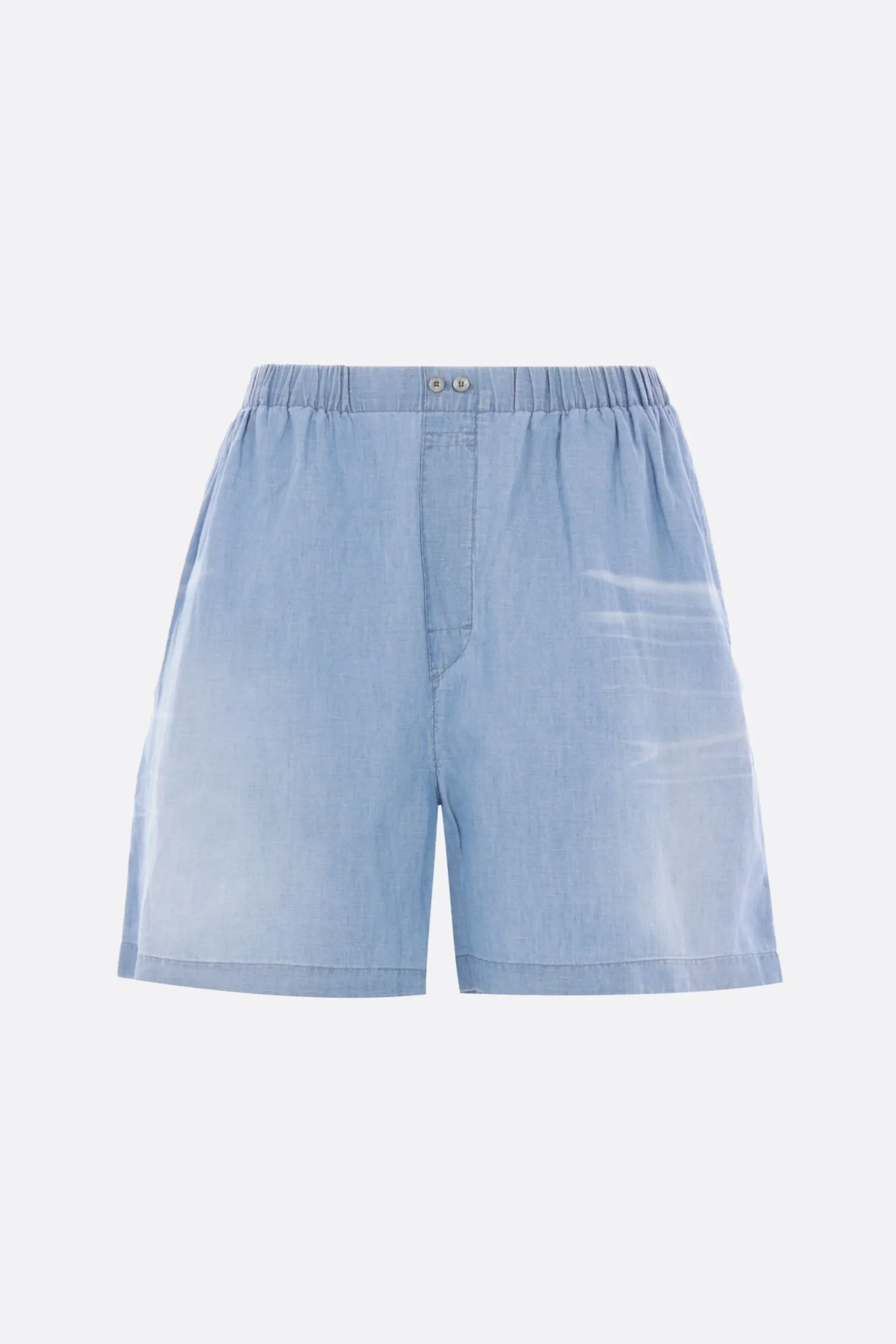 ACNE STUDIOS cotton and linen drawstring shorts with logo print
