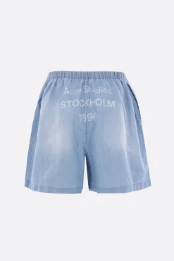 ACNE STUDIOS cotton and linen drawstring shorts with logo print