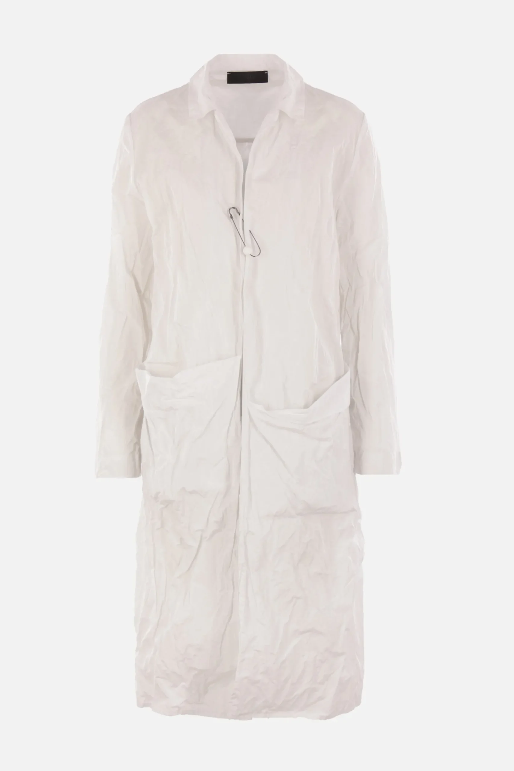 Women MARIA CALDERARA crinkled taffetà overcoat with pin