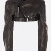 Women RICK OWENS cropped biker jacket in nappa with hood