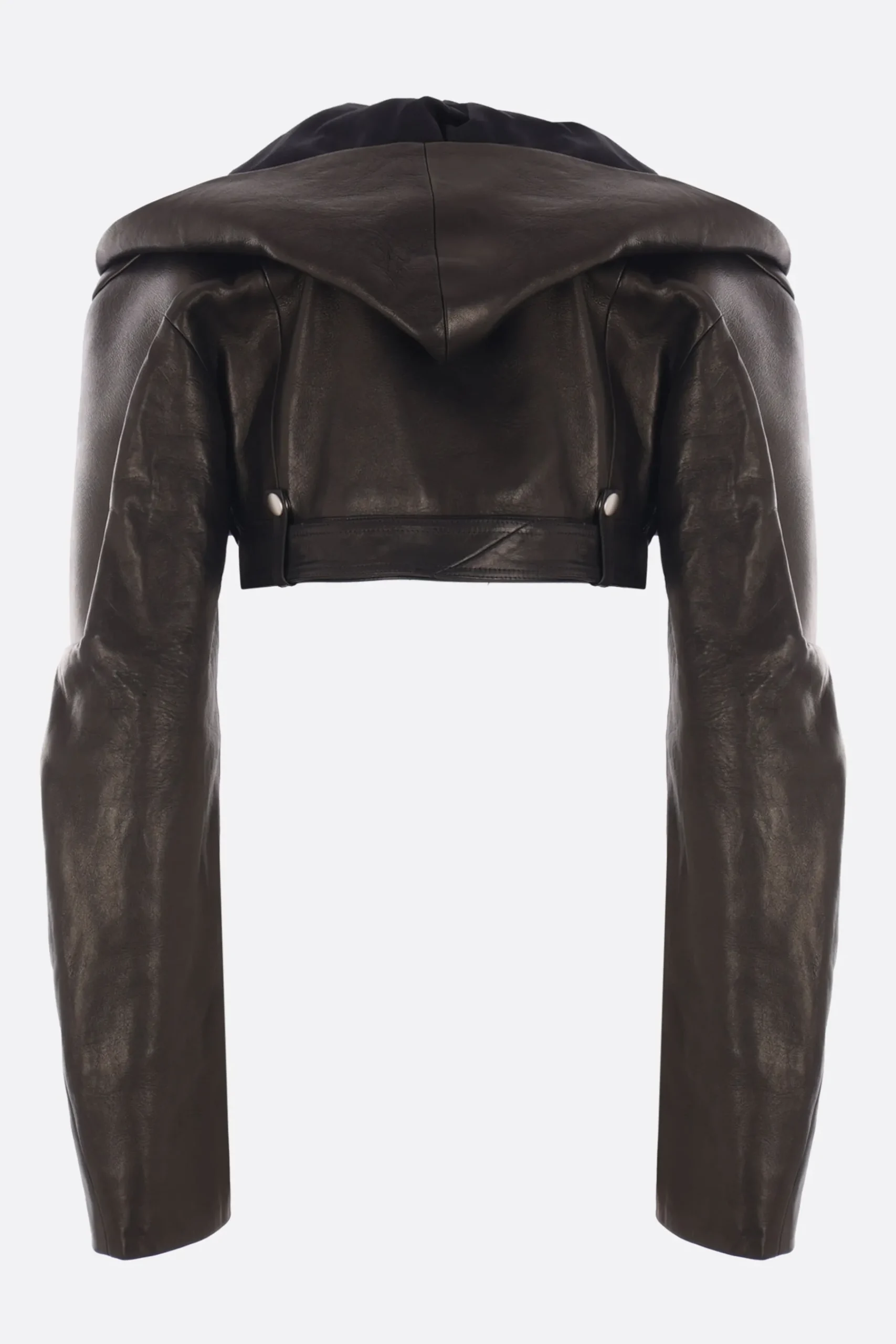 Women RICK OWENS cropped biker jacket in nappa with hood