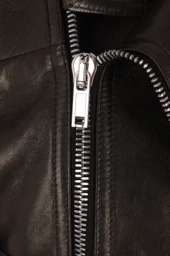 Women RICK OWENS cropped biker jacket in nappa with hood