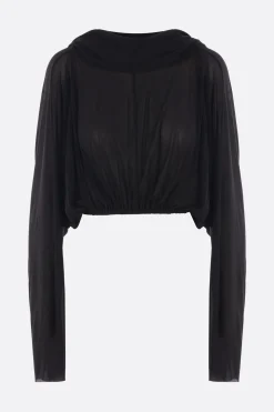 Women RICK OWENS cropped hooded tunic in jersey
