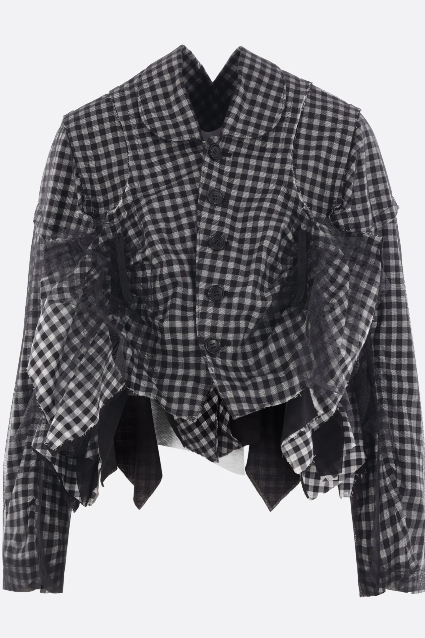 Women TAO COMME DES GARÇONS cropped jacket in check cotton and tulle
