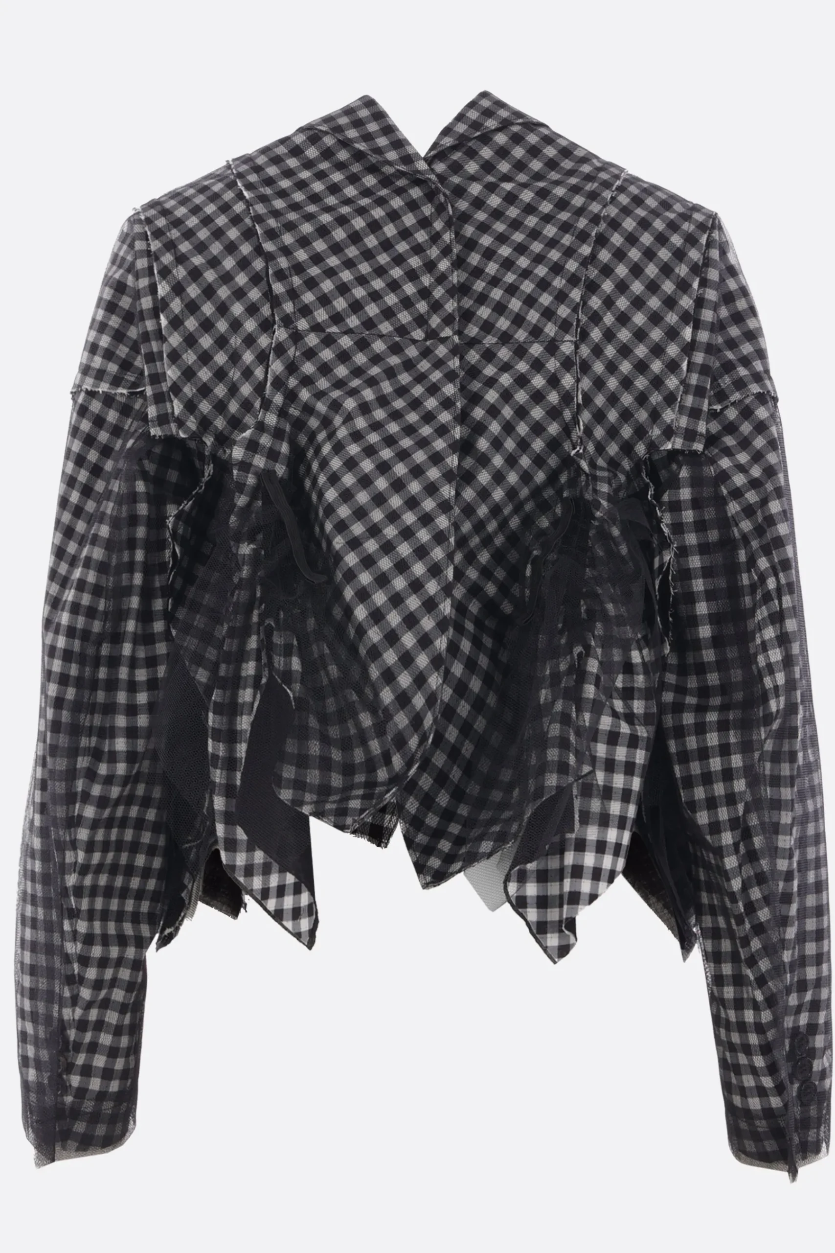 Women TAO COMME DES GARÇONS cropped jacket in check cotton and tulle