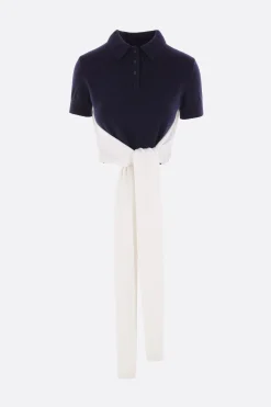 Women LOEWE cropped polo sweater in wool and cashmere blend