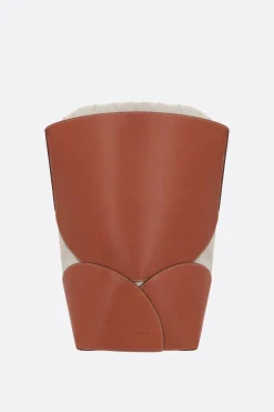 Women JIL SANDER Curve medium smooth leather and canvas bucket bag