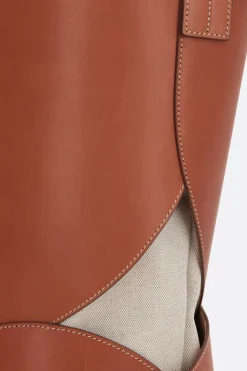 Women JIL SANDER Curve medium smooth leather and canvas bucket bag