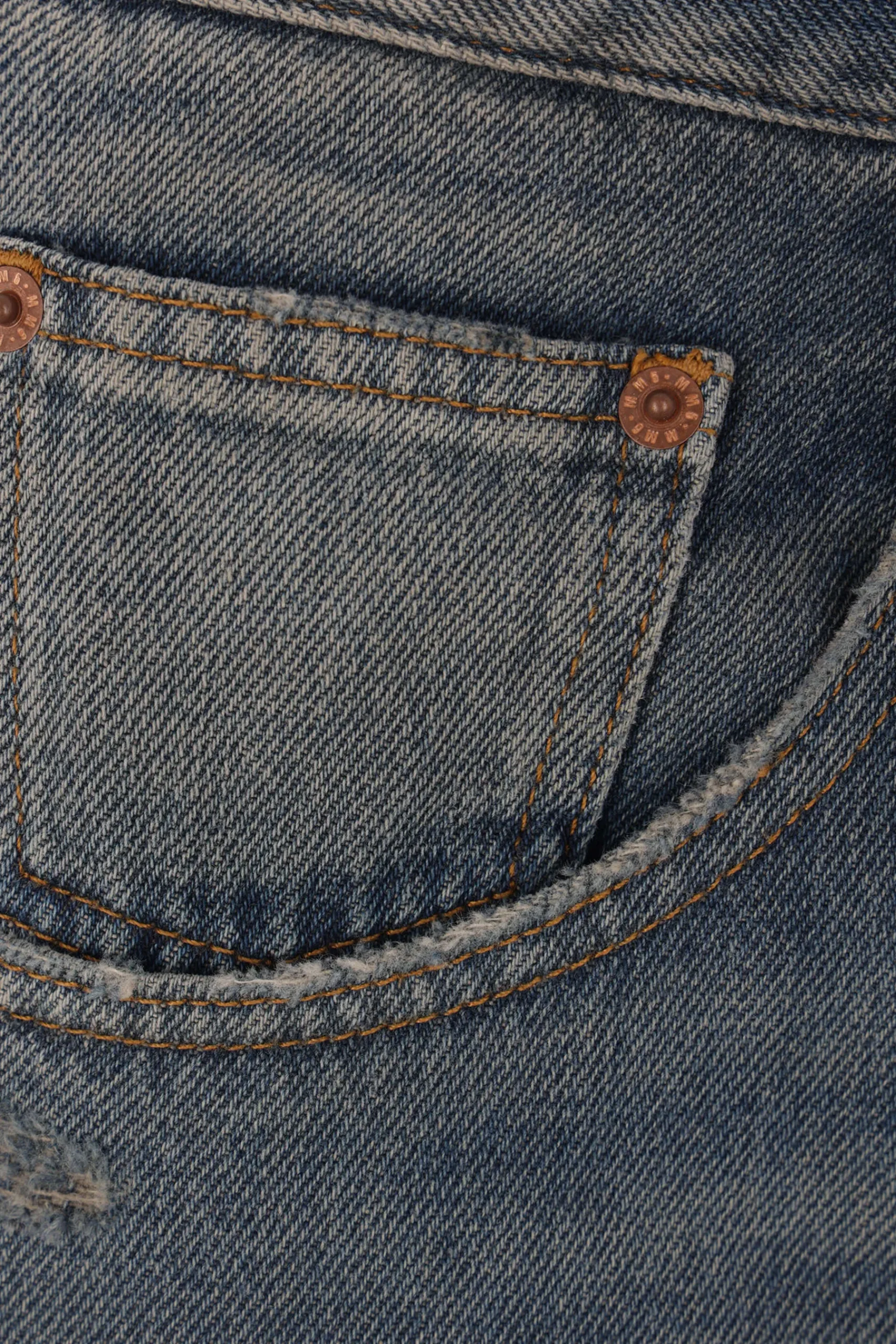 Women MM6 denim jeans with inverted pleats