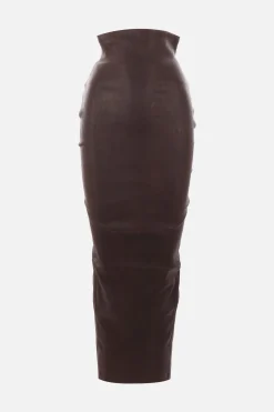 Women RICK OWENS Dirt Pillar stretch nappa long skirt