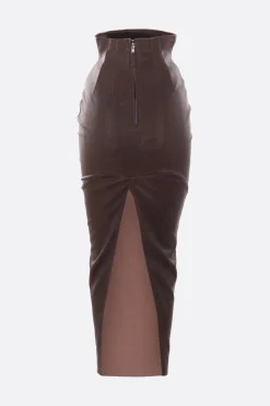 Women RICK OWENS Dirt Pillar stretch nappa long skirt