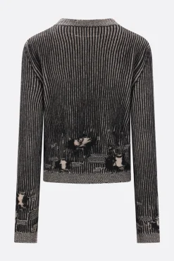 Women MM6 distressed-effect wool blend sweater