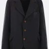 Women COMME DES GARÇONS double-breasted technical fabric jacket with internal inserts