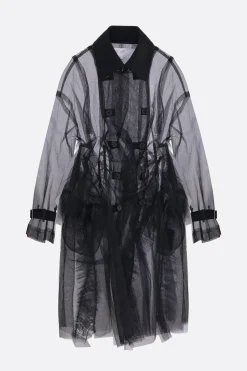 Women TAO COMME DES GARÇONS double-breasted trench in tulle with a wool collar