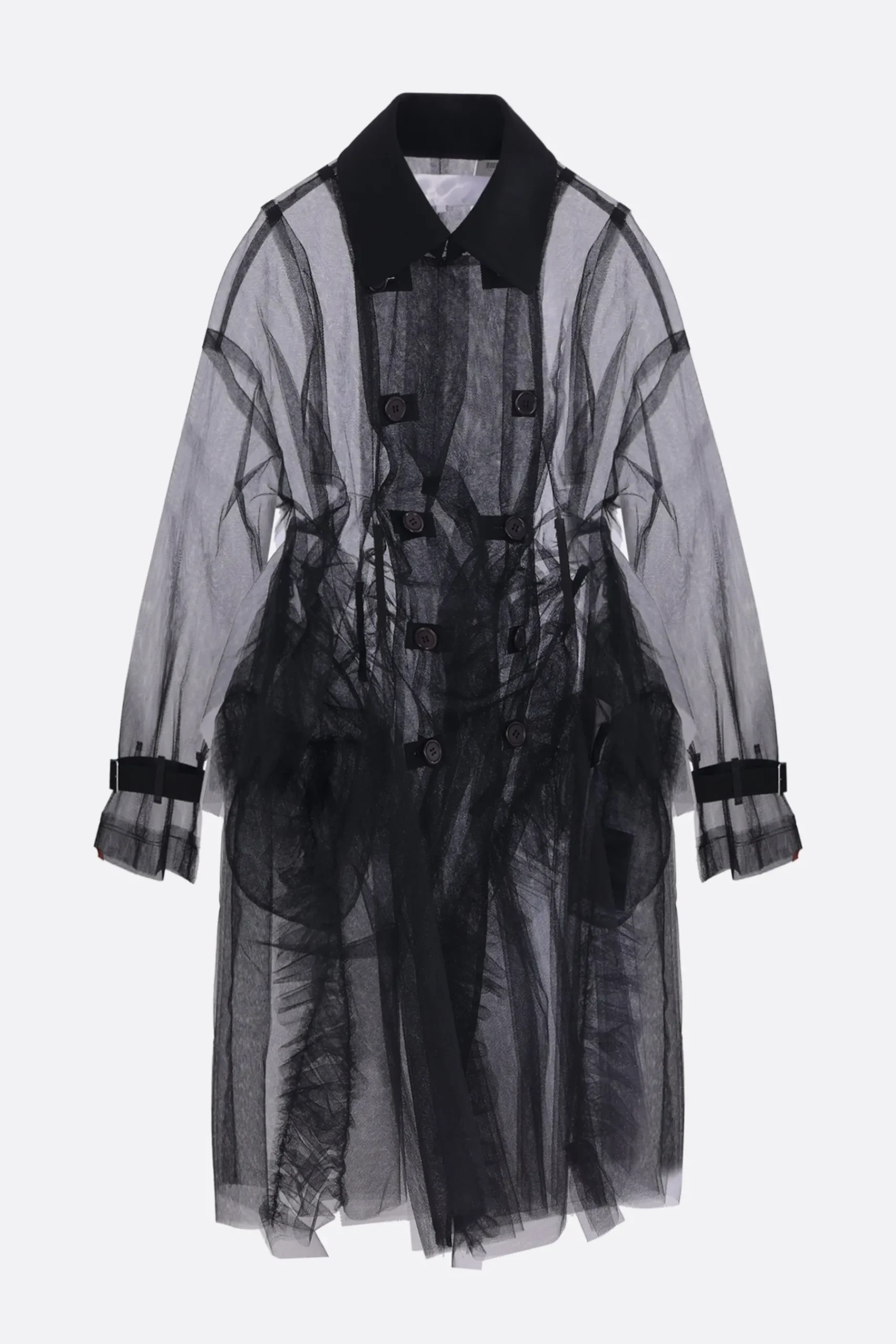 Women TAO COMME DES GARÇONS double-breasted trench in tulle with a wool collar