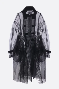 Women TAO COMME DES GARÇONS double-breasted trench in tulle with a wool collar
