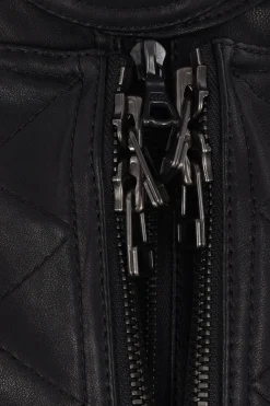 Women YEHUAFAN double-layered jacket in leather and knit