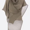 Women YEHUAFAN draped silk linen hooded top
