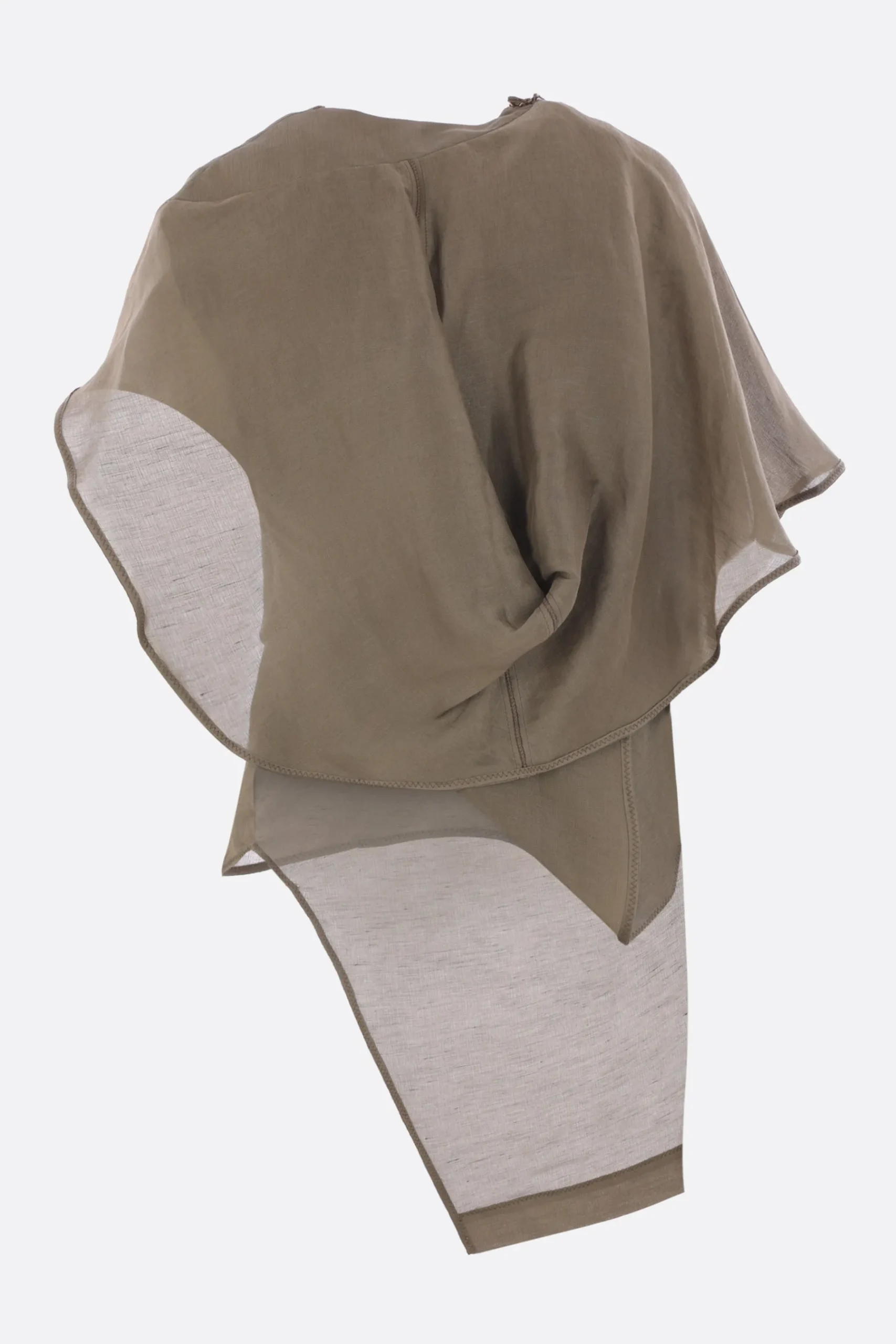 Women YEHUAFAN draped silk linen hooded top