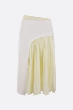 Women PLAN C drill midi skirt with pleated insert
