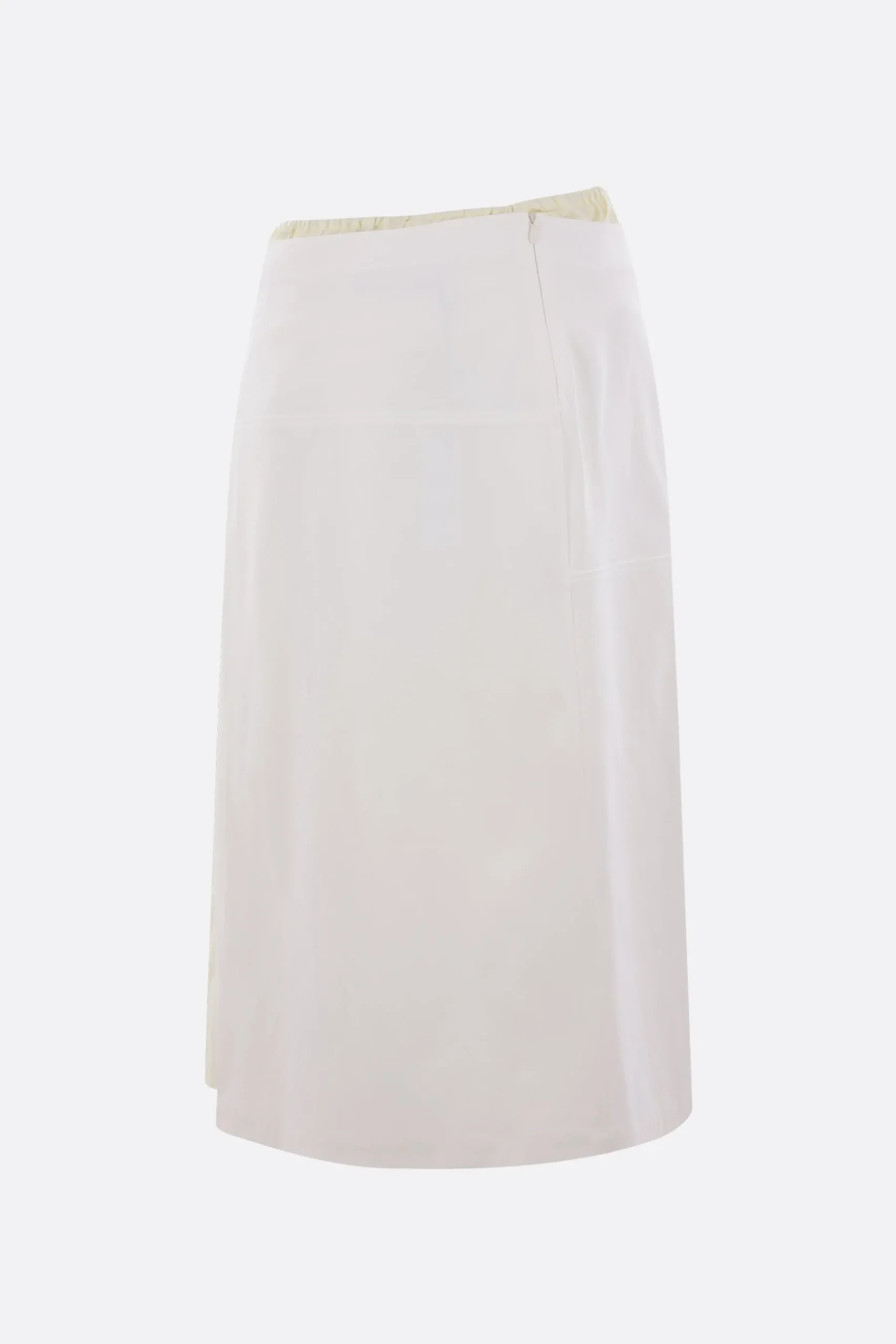Women PLAN C drill midi skirt with pleated insert